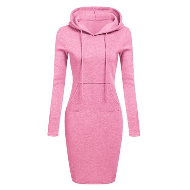 2026 Autumn/Winter European American Women's Solid Color Hooded Long Sleeve Dress