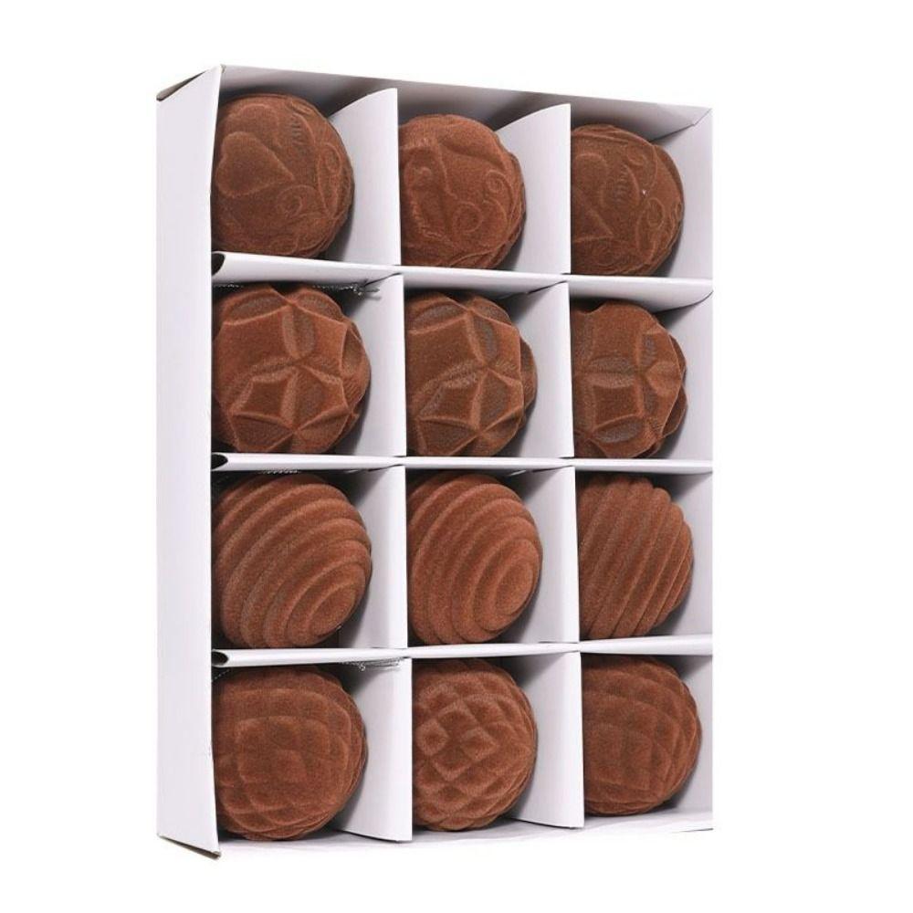 

12pcs Colorful Velvet Christmas Balls Plastic Christmas Tree Decorations Anniversaries кофейный