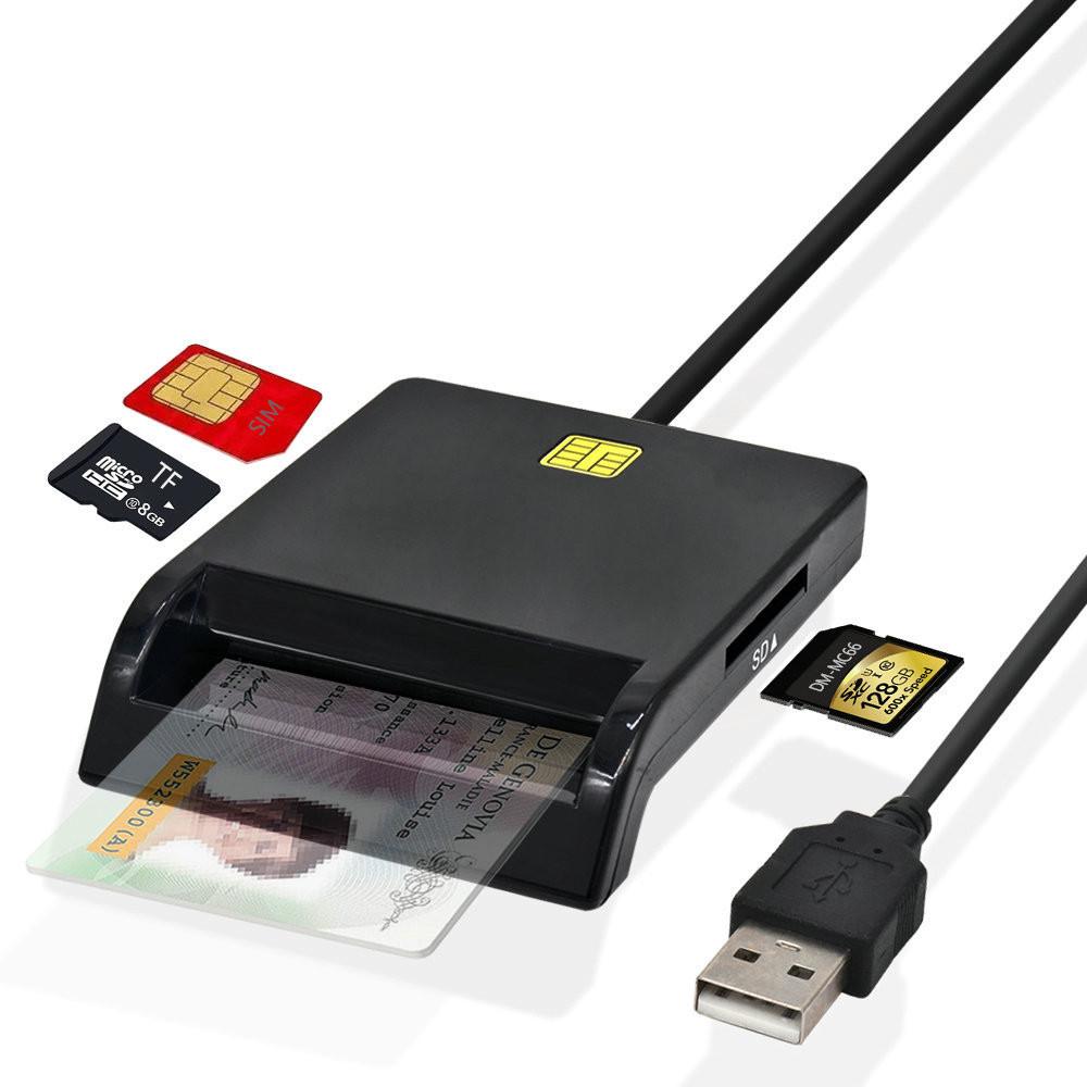 

All-in-One USB Card Reader: Supports ATM, Tax Filing, ID Cards, SIM, and TF Memory Cards чёрный