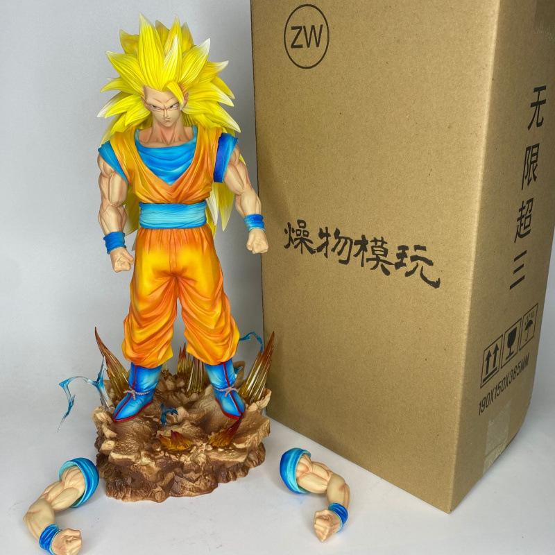 Dragon Ball Surrounding Statues, Unlimited Dry Objects, Super Three Goku Figures Can Be Exchanged for Anime Surrounding Super Saiyan