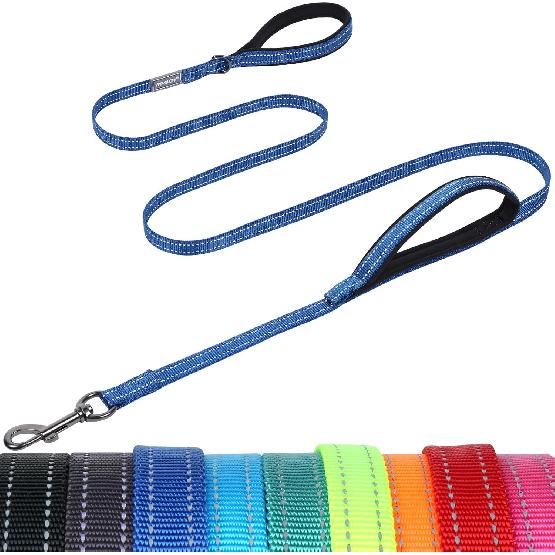 VIVAGLORY Twingrip Dog Leash, Double Handle Dog Leash for Training & Walking with Traffic Handle & 2 Loop, Traffic Control Reflective Heavy Duty for