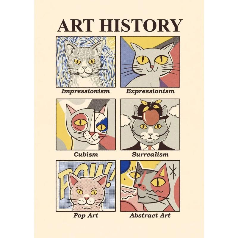 Abstract Cat Vintage Tarot The Lovers Sun Moon Illustration Poster and Prints Canvas Painting Wall Art Pictures Home Room Decor