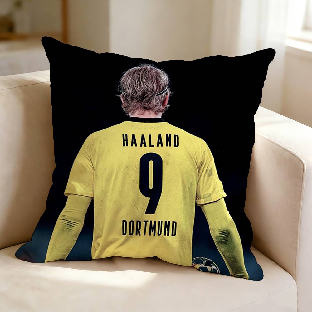 Football player superstar EErling Haaland Pillow Case Square DoubleSided Sofa Cushion Cover Bedroom Bedside Pillow