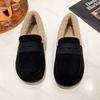 Winter Women's Soft Fur Lining Suede Casual Shoes Ladies House Warm Indoor Outdoor Cotton Shoes Non-slip Fashion Loafers Flats