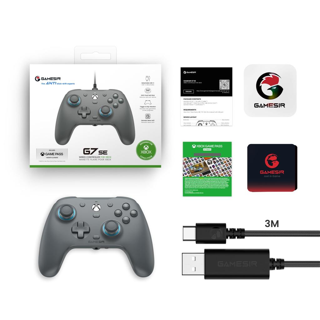 GameSir G7 SE Wired Controller for Xbox One, Xbox Series X|S, and PC, Gamepad with Hall Effect Joystick and 3.5mm Audio Jack