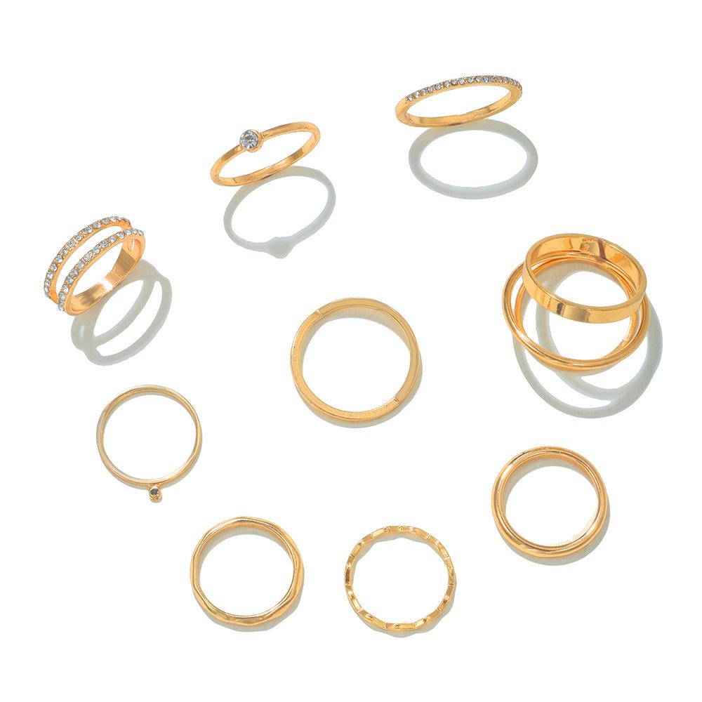 Fashion personalized ring ins tide cold wind niche joint ring simple retro plain ring diamond crystal ring