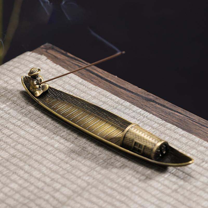 Bruciatore di Incenso Creativo, Barca da Pesca, Vecchio che Pesca, Bruciatore di Incenso Giapponese, Decorazione per Aromaterapia, Articoli per l'Arredamento della Casa