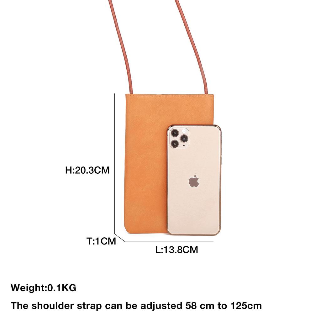 Dámska mini crossbody taška na mobil z pravej kože - Jednoduchá, jednofarebná, všestranná kabelka na rameno do ruky pre vonkajšiu módu