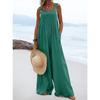 Spring/Summer Ethnic Style Fashion Solid Color Wide Leg Jumpsuit Quick Sale Tongfa European and American Women's Cross
