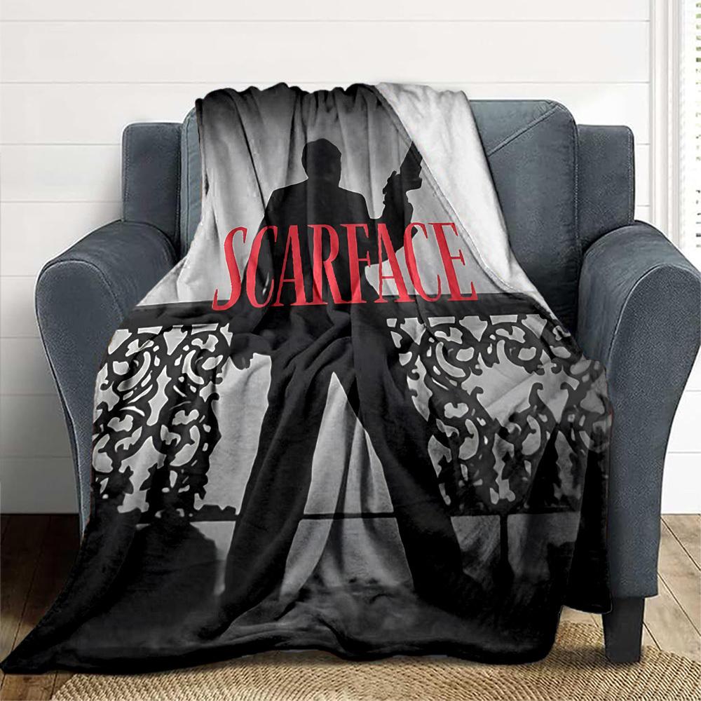 1pc Scarface Soft Comfortable Blanket Digital Print, All Season Multipurpose Knit Fabric Bedding, Office, Sofa Home Decor Blanket