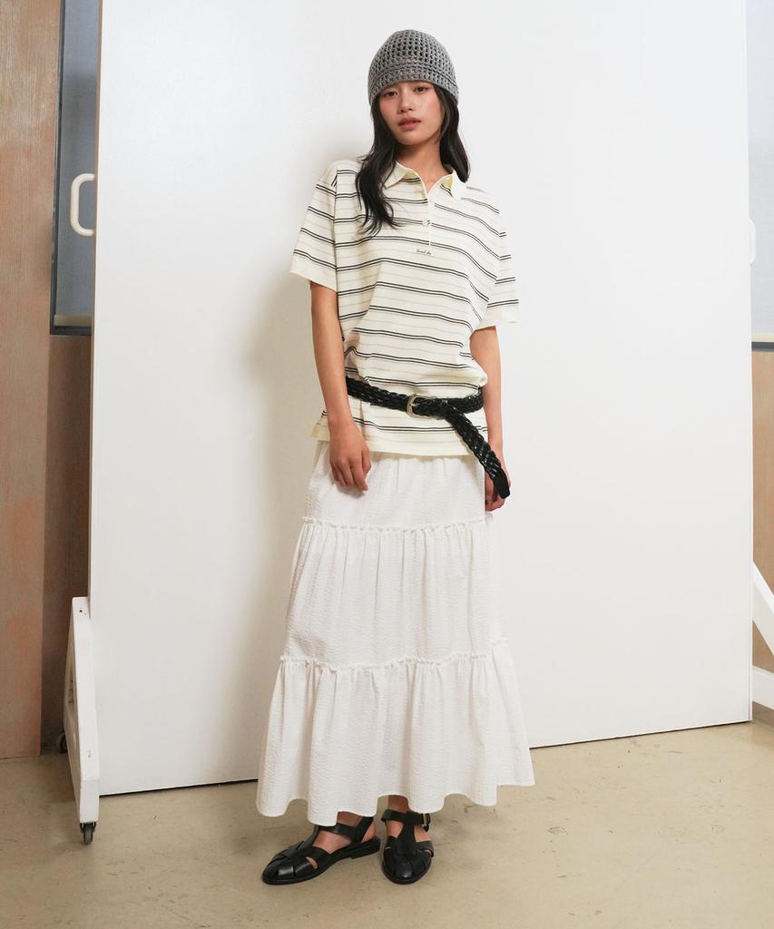 GENERALIDEA Striped Loose Collar Half Knit [Cream] / Gf2Lkp530