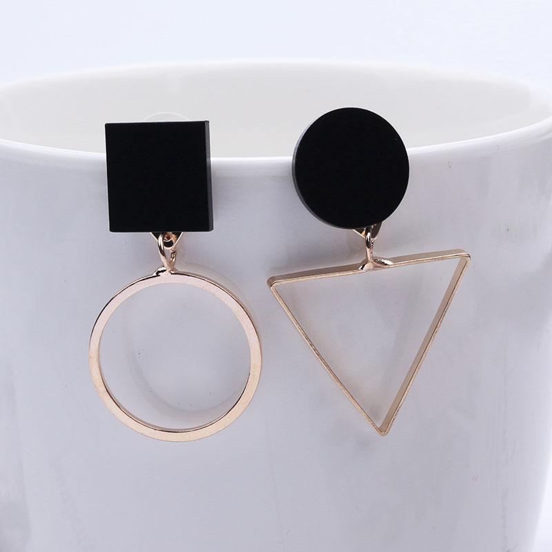 Black Hanging Long Earrings for Women Triangle Square Statement Drop Earrings 2025 boucle oreille femme Fashion Jewelry