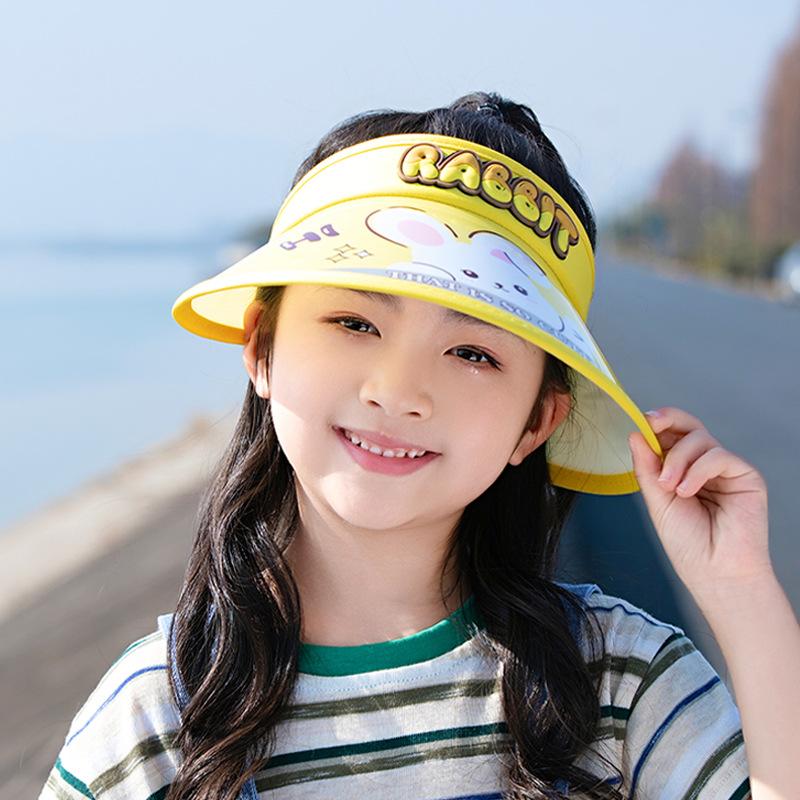 1134 Children's Sunscreen Hat Summer Outdoor Visor Hat Boys and Girls Big Brim Cute Rabbit Empty Top Sun Hat