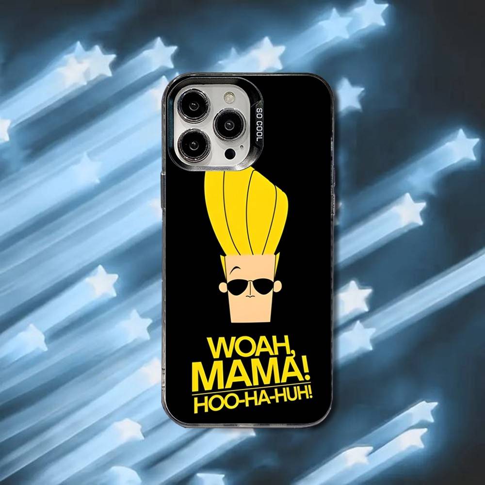 Cartoon J-Johnny Bravo Phone Case For iPhone 16,15,14,13,12,11,8,7,Pro,Max,Plus,Mini,XS,SE Black Matte Hard