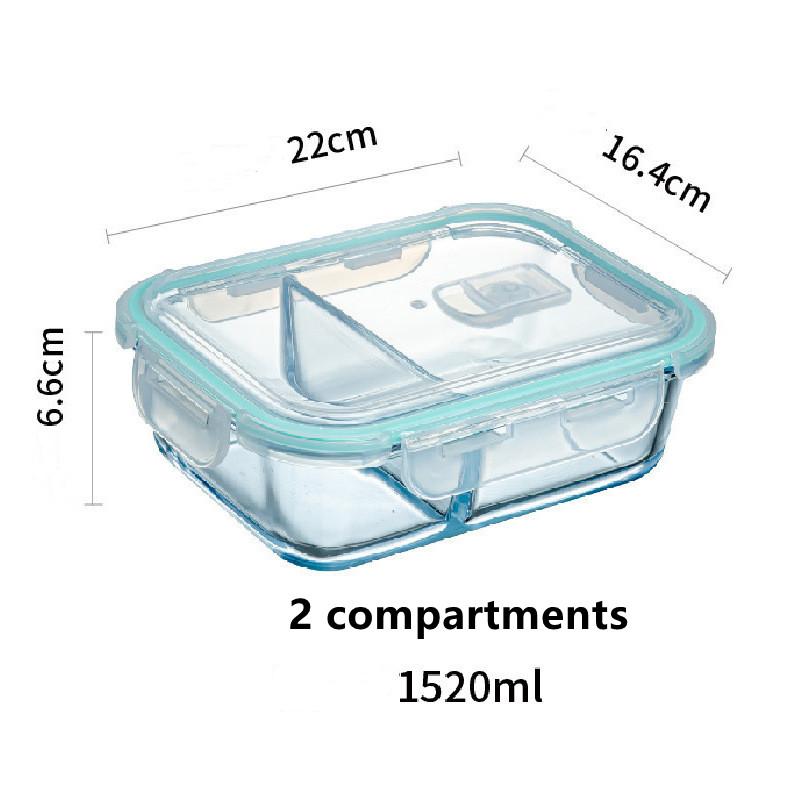 High Borosilicate Glass Lunch Box Microwave Heating Sealed Bento Boxes Refrigerator Freezer Box Fresh-keeping Soup Bowls