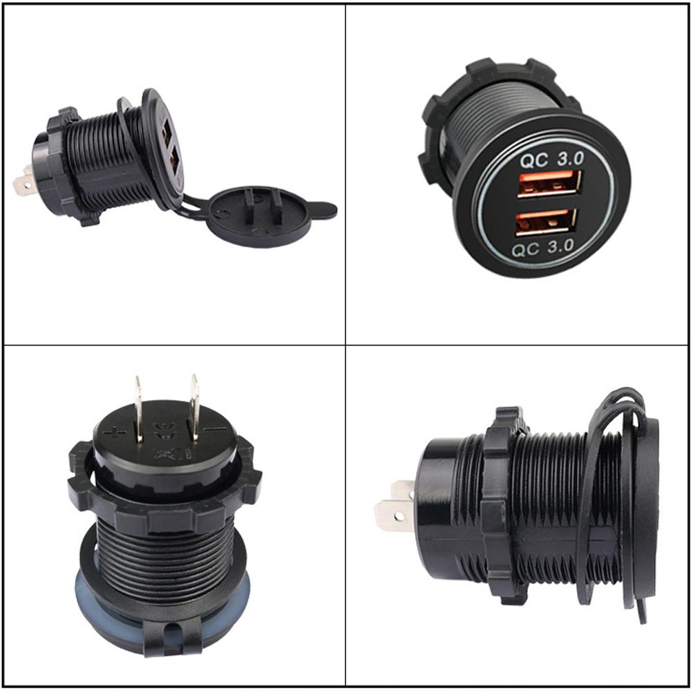 LED Car Charger Car Charger with Touch Switch Dual USB Waterproof Power Socket Fast Charging Plug Car Modification Charger