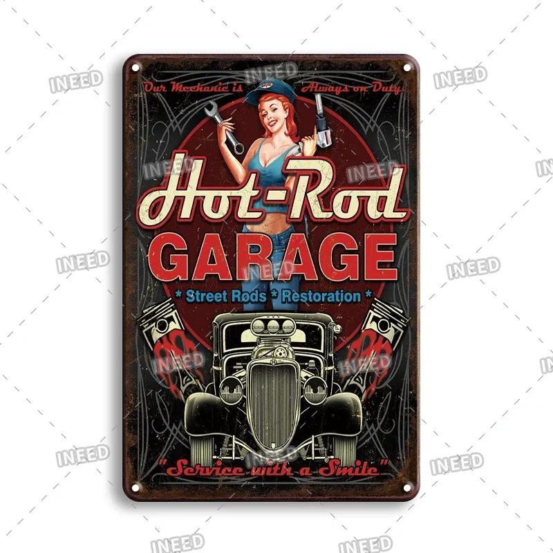 Retro Sexy Beauty Aluminum Poster - Men's Metal Plaque, Garage Cave Workshop Wall Decor