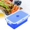 1200ml Rectangle Silicone Bento Box Collapsible Lunch Box Microwave Food Container (Dark Blue)