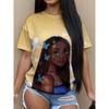Womens Casual Round Neck Short Sleeve T-Shirt With Butterfly Print Loose Fit 2025
