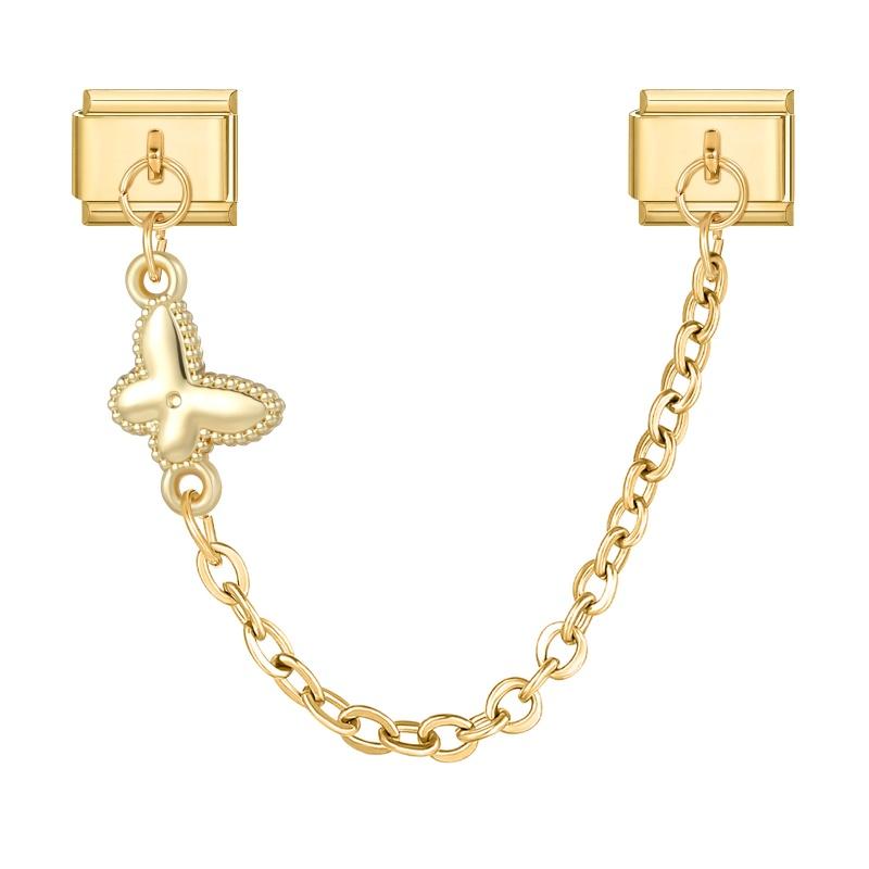 Vintage Butterfly Flowers Star Moon Chain Tassel Italian Charm Link Fit 9mm Stainless Steel Bracelet Women Men DIY Making Gift