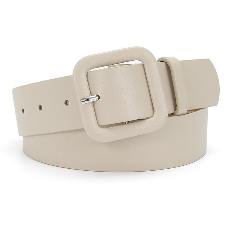 Stylish Minimalist Women's Pu Leather Candy Color Belt With Square Buckle For Dresses