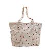 Cute Strawberry Floral Canvas Shoulder Bag for Students with Large Capacity