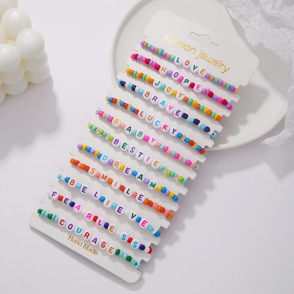 16-Piece Colorful Rice Bead Taylor Bracelet Set - Bohemian Swiftie Style