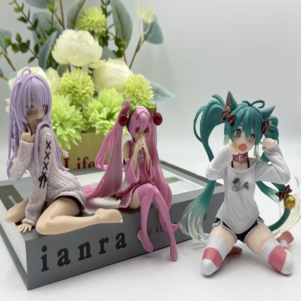 New Hatsune Miku Anime Figure Pink Dress Pvc Model Action Toys Cherry Pink Cherry Blossom Decoration Collect Gifts.*
