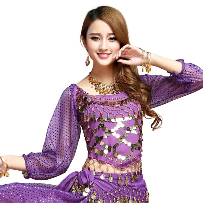 Women Belly Dance Costume Belly Dance Outfits Belly Dance Coins Tops Belly Dancing Crop Top for Halloween Party Stage