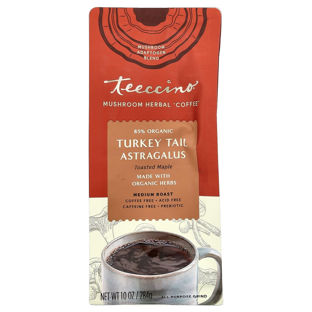 Teeccino Mushroom Herbal Coffee with Astragalus, Roasted Maple, Medium Roast 284g (10oz) 284g - 1 ea