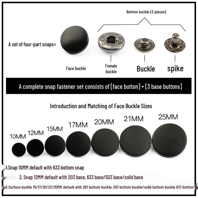 Metal Snap Buttons for Clothing: No-Sew Hidden Snap Accessories for Jackets, Studs, and Mother-Child Buttons.