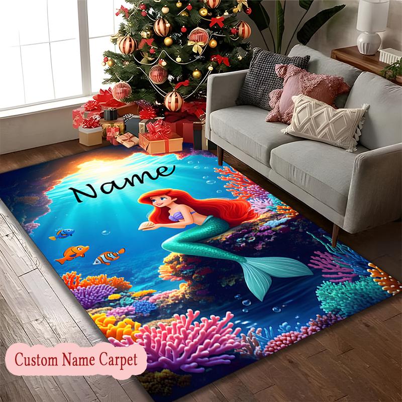 McQueen Area Rug, Customize Text Office Chair Sofa Carpet, Custom Name Floor Mat for Home and Living Spaces