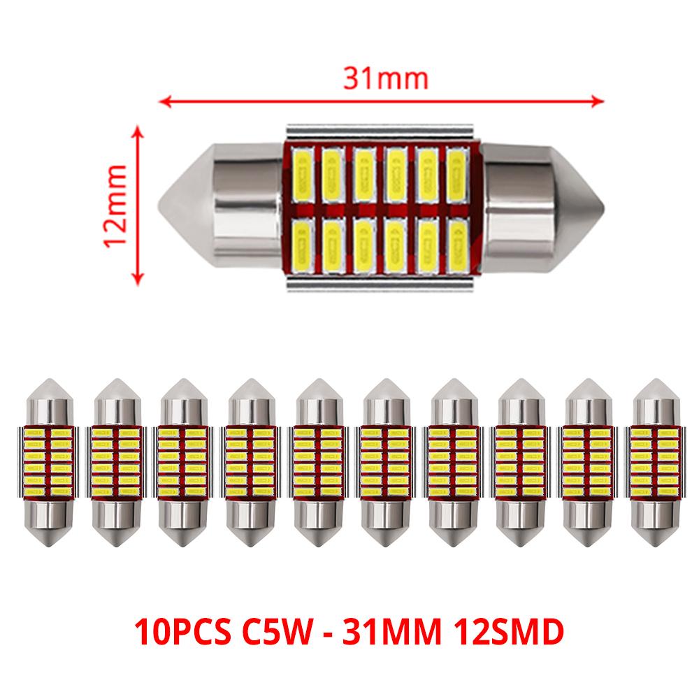 

10X Festoon 31 мм 36 мм 39 мм 41 мм Светодиодная лампа C5W C10W Супер яркая 4014 SMD Canbus без ошибок Авто Интерьер Doom Лампа Стайлинг автомобиля Свет White 31mm белый