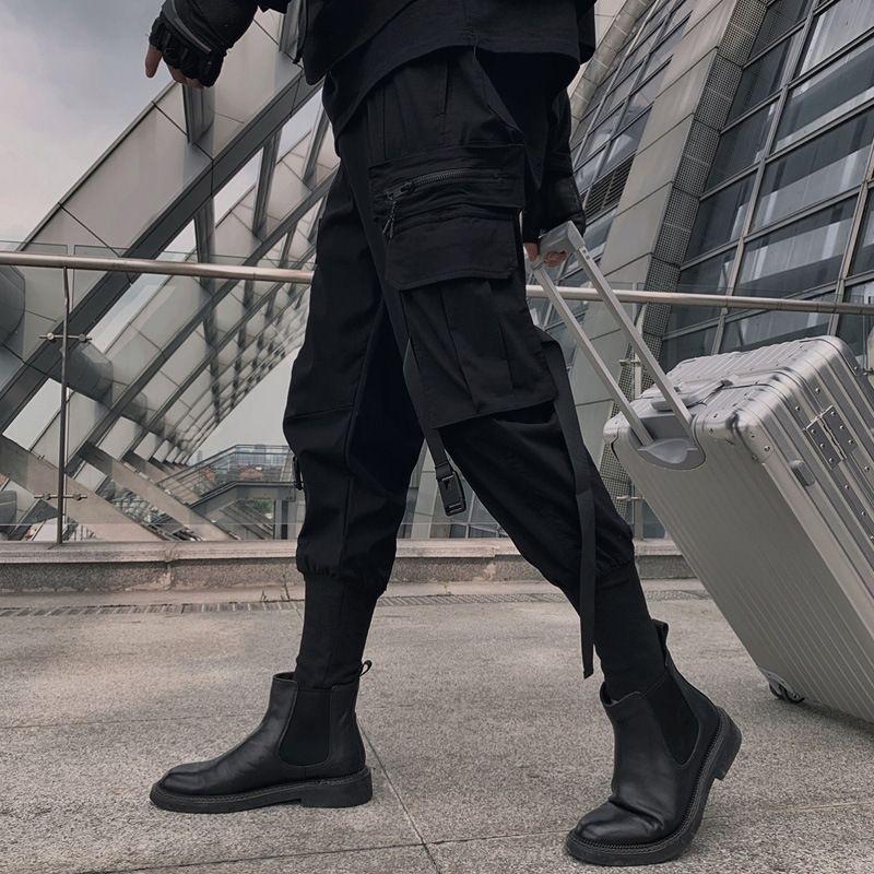 

Loose Waist Trousers All Match Pants Loose Tappered Pants All-Matching Pants Black M