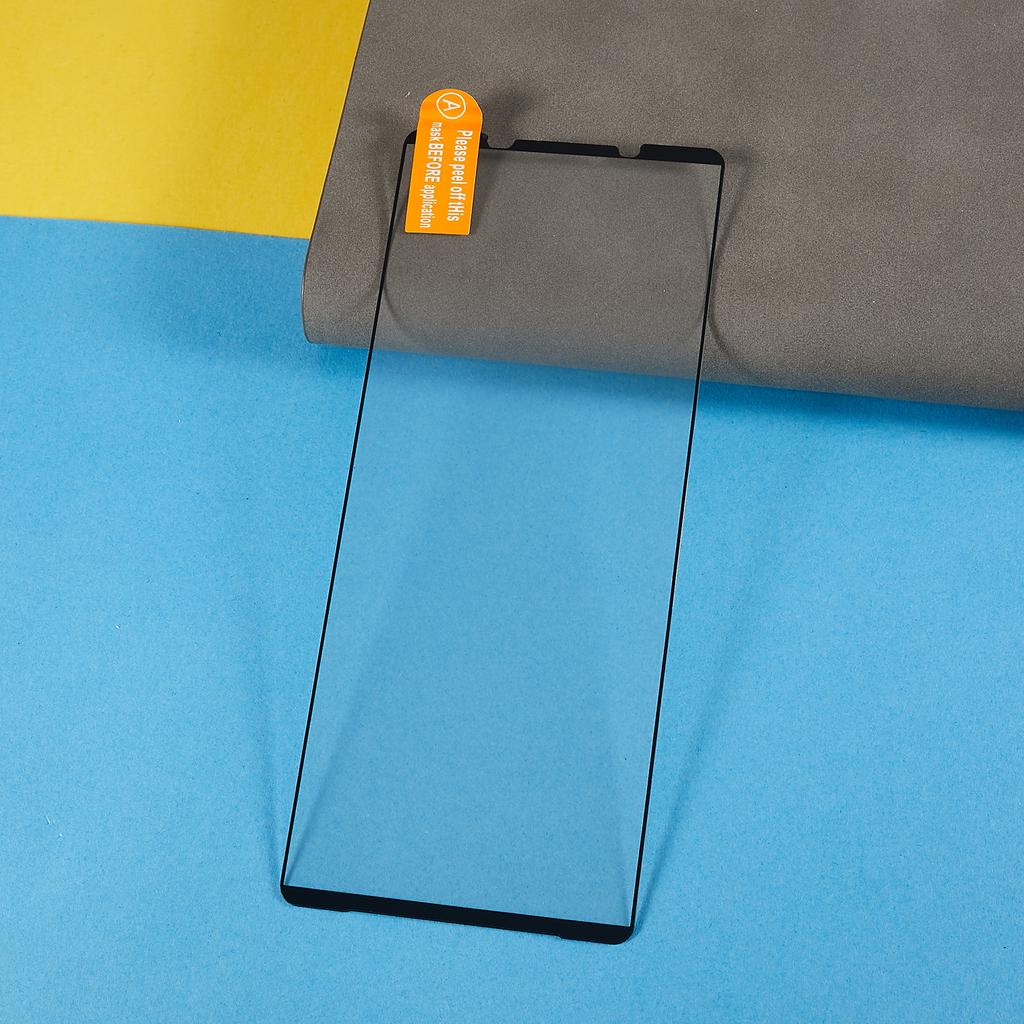 2Pcs/Pack Screen Protector for Sony Xperia 1 V,Silk Printing Black Edge Tempered Glass Film Full Coverage