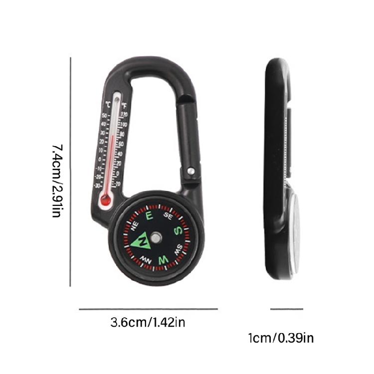 Mini Compasses Thermometers Keychain Pocket Size Snap Hook Compasses Carabiner for Camping Hiking Backpacking, Survival