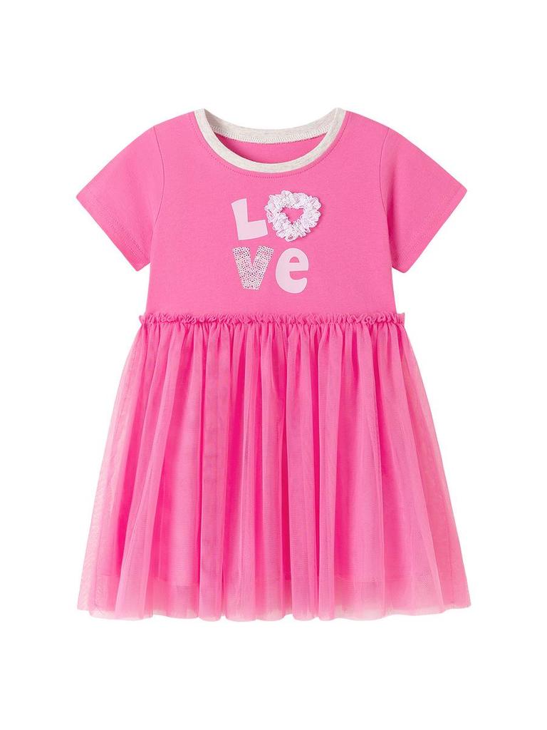 Summer Short Sleeve Mesh Girls' Dresses - European & American Style Princess Dresses