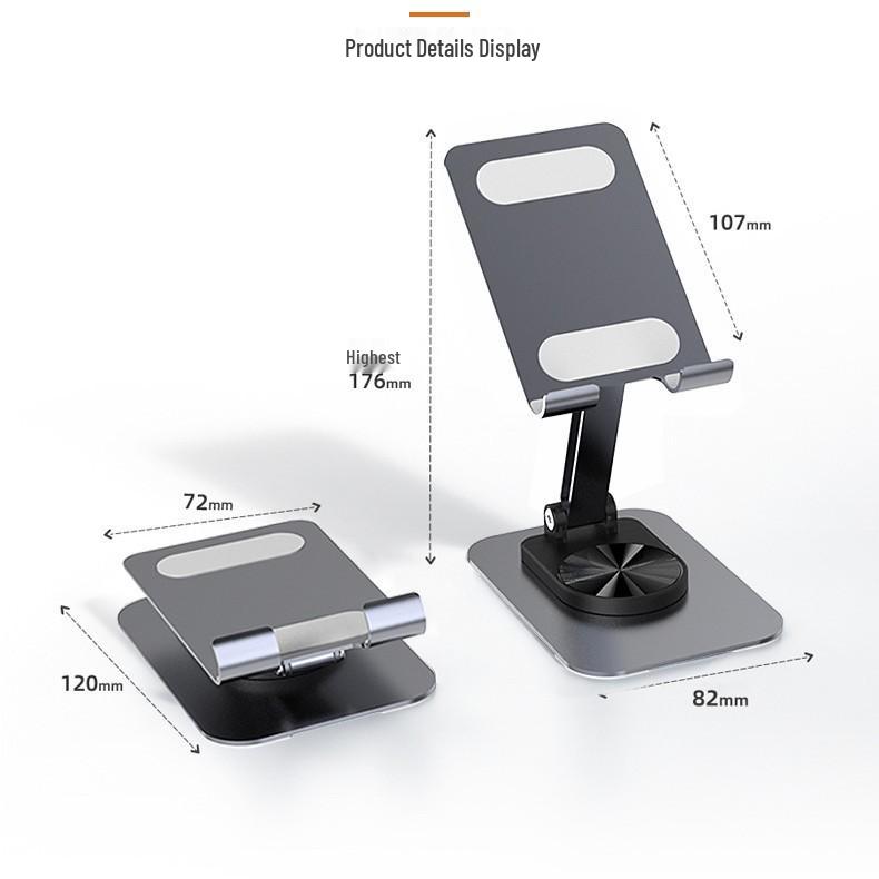 Foldable Aluminum Phone & Tablet Stand with Rotating Anti-Shake Design