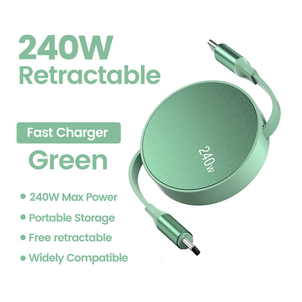 PD 111W USB-C to C Cable Retractable Fast Charging Data Cable 1M For iPhone Xiaomi Samsung  Mobile Phone Type C Charger Cable