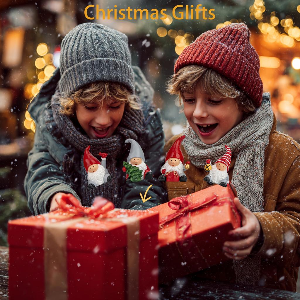 4PCS/set Christmas Ornament Mini Resin Old Man Snow House Saint Christmas Tree Small Pendant Holiday Party Birthday Best Gifts