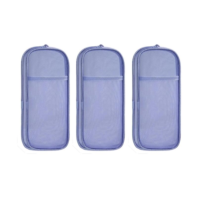 3Pcs Clear Mesh Pencil Bag Pencil Case Double Layer Pen Storage Box Portable Pen Organizers Clear Colored Pencil Case