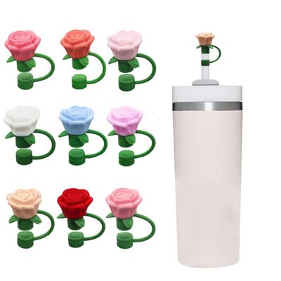 Coperture per Cannucce in Silicone Cappucci Topper per Cannucce a Forma di Fiore di Rosa 10mm Riutilizzabili a Prova di Perdita