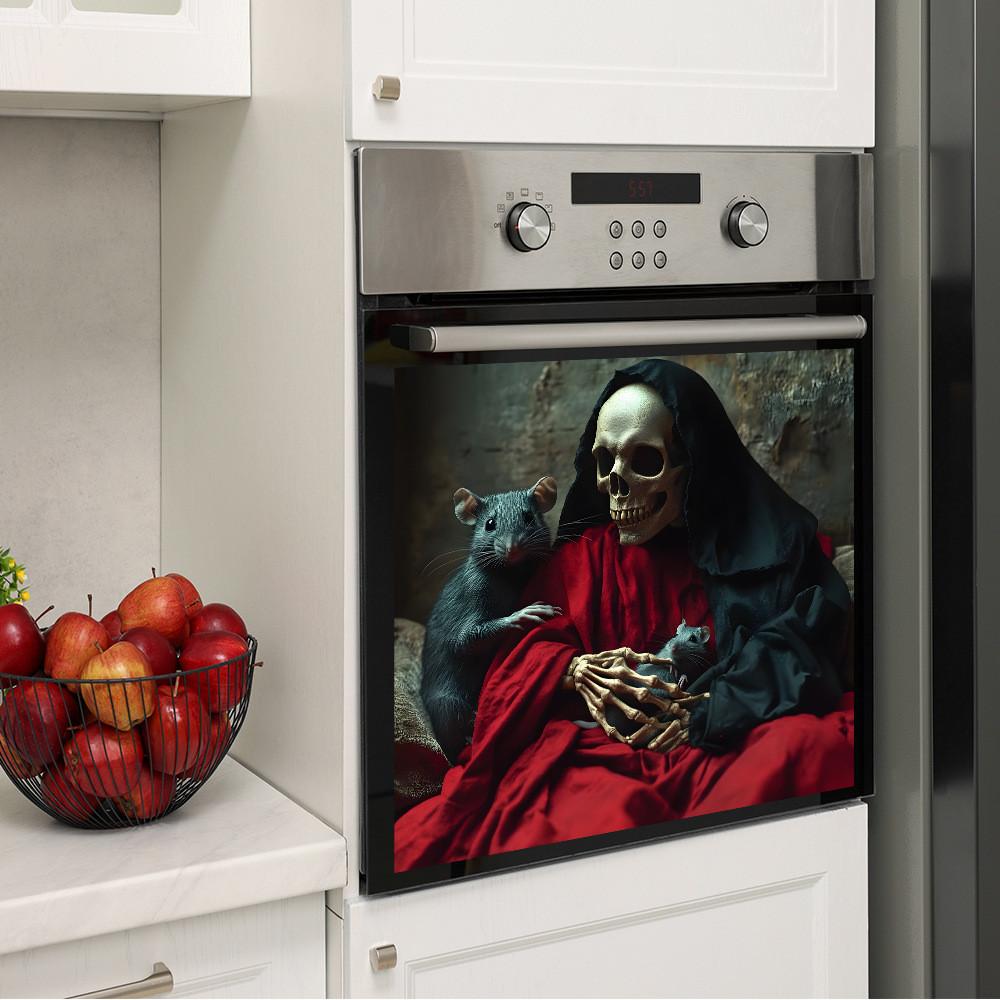 Smile Skeleton Halloween And Mouse Glass Cabinet Kitchen Decor Stickers Wall