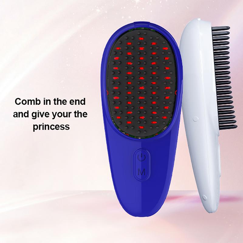 USB charging electric vibration massage comb with coarse and fine teeth replacement, red and blue light for scalp maintenance