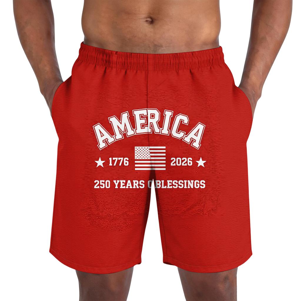Pantalones Cortos Casuales de Moda con Estampado del Día de la Independencia para Hombre, Pantalones Cortos Deportivos Ligeros y Transpirables para Hombre
