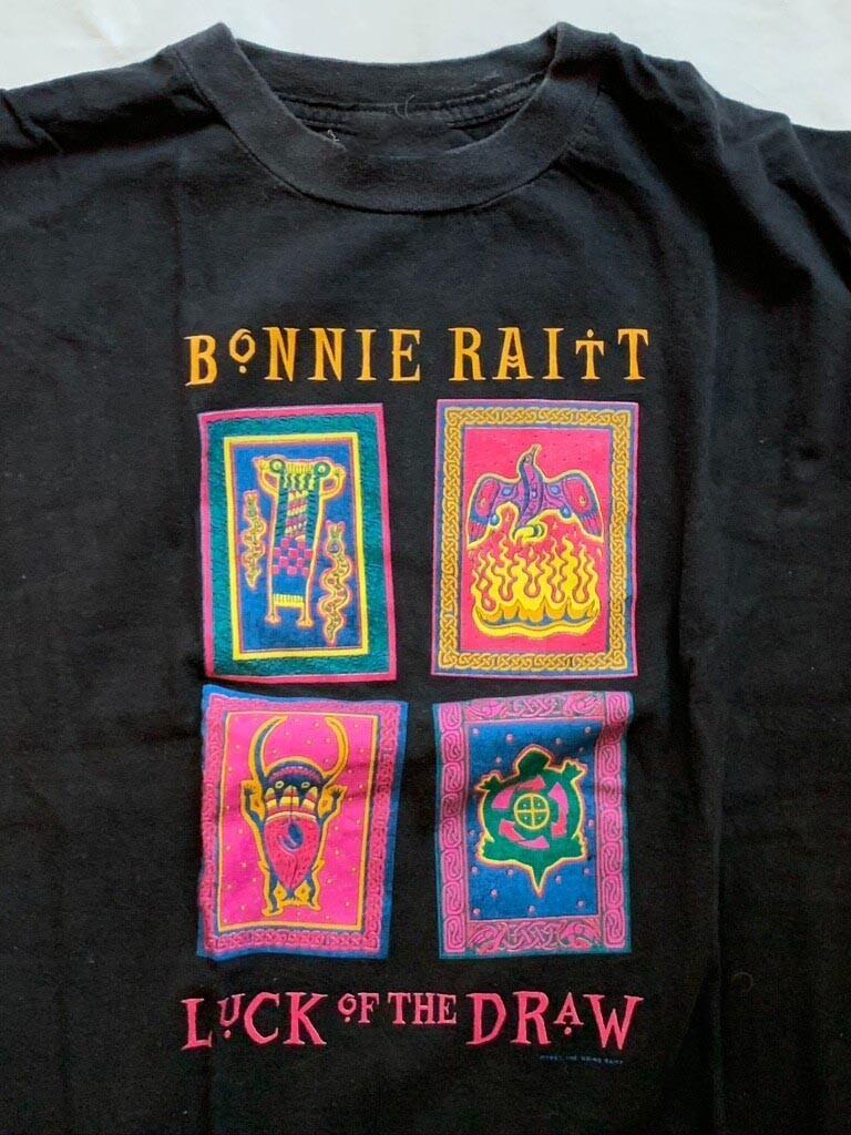 VTG Bonnie Raitt Luck Of The Draw Album Heavy Cotton Black T Shirt UR747 M