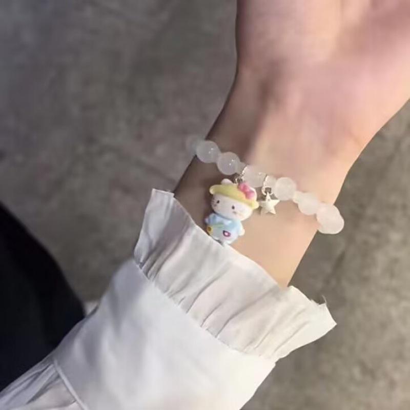 New Women's Mori Style Butterfly Glass Bracelet with Colorful Crackle Beads