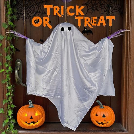 Halloween Decoration Realistic 5 FT Hanging Swing Ghost Decor with String Lights Spooky Cute Ghosts for Front Porch Yard Tree Festive Atmosphere