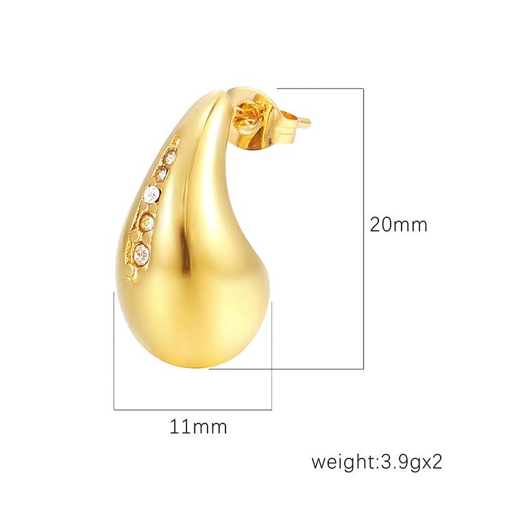 Trend Inlaid Zircon Stainless Steel Water Drop Earrings Women's High-end Light Luxury 18K Earrings