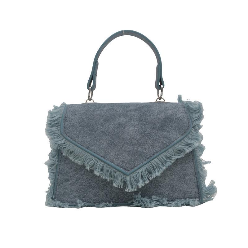 

Stylish Blue Square Purse For Women With Trendy Tassel And Chain Detail For Fall